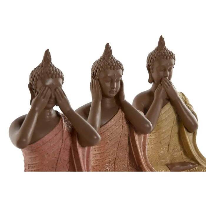 Decorative Figure Home ESPRIT Orange Coral Lime Resin Buddha Oriental 9 x 6 x 13 cm (3 Units) - Декорация и