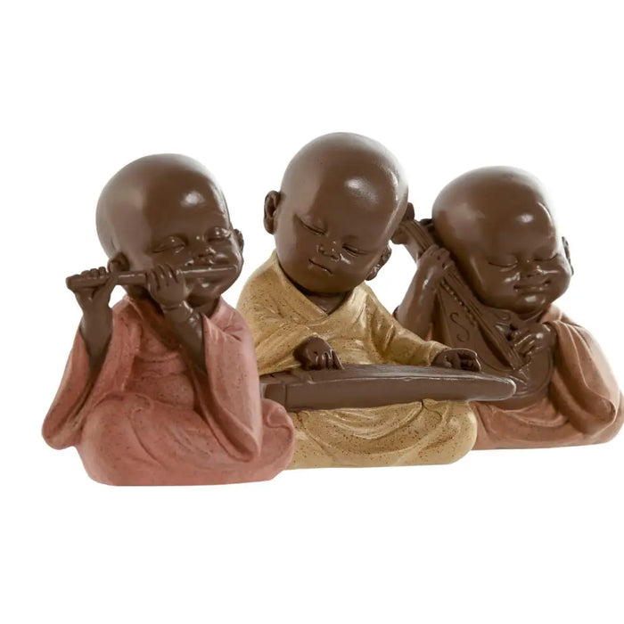 Decorative Figure Home ESPRIT Orange Coral Lime Resin Monk Oriental 10 x 7 x 11 cm (3 Units) - Декорация и