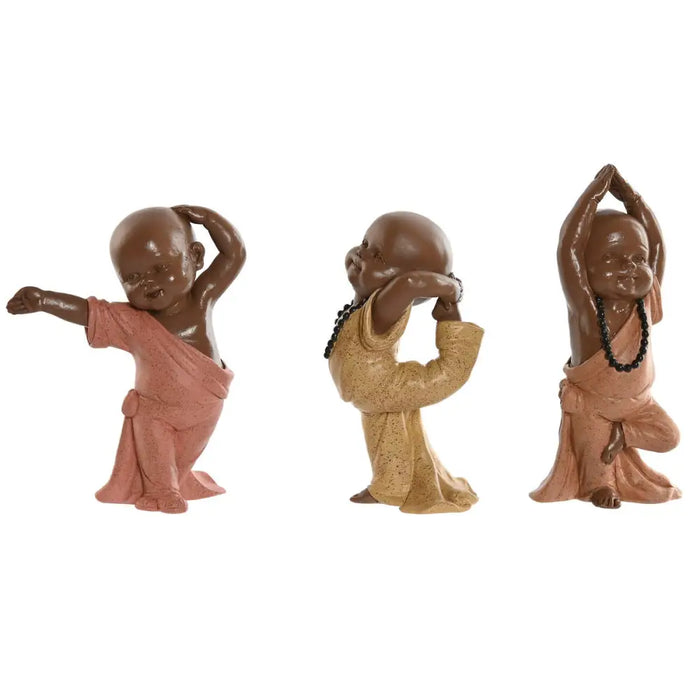 Decorative Figure Home ESPRIT Orange Coral Lime Resin Monk Oriental 11,5 x 5,5 x 14,5 cm (3 Units) - Декорация и
