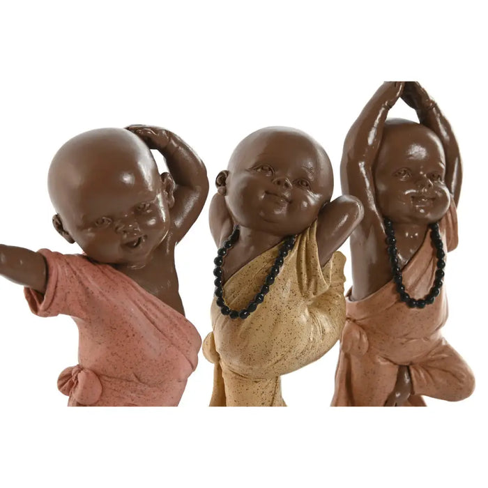Decorative Figure Home ESPRIT Orange Coral Lime Resin Monk Oriental 11,5 x 5,5 x 14,5 cm (3 Units) - Декорация и