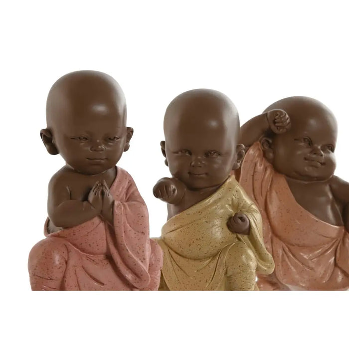 Decorative Figure Home ESPRIT Orange Coral Lime Resin Monk Oriental 8 x 5,5 x 12,7 cm (3 Units) - Декорация и