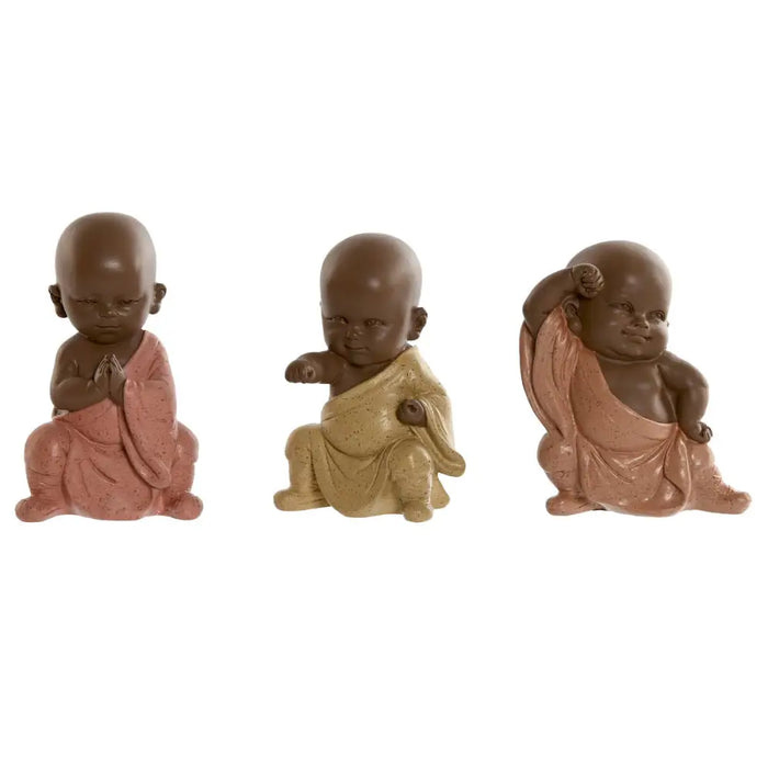 Decorative Figure Home ESPRIT Orange Coral Lime Resin Monk Oriental 8 x 5,5 x 12,7 cm (3 Units) - Декорация и