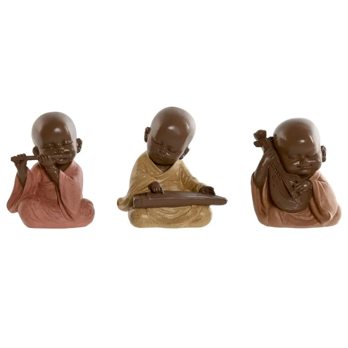 Decorative Figure Home ESPRIT Orange Coral Lime Resin Monk Oriental 10 x 7 x 11 cm (3 Units) - Декорация и