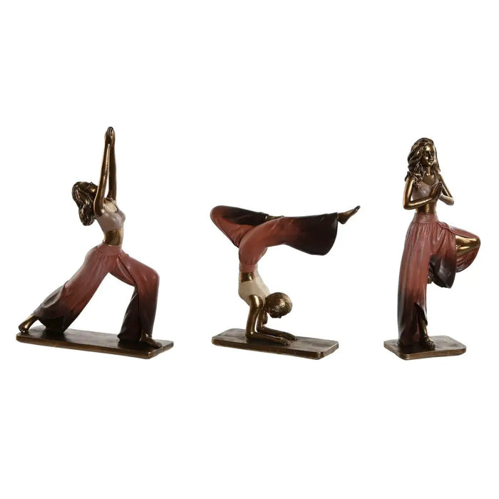 Decorative Figure Home ESPRIT Pink Golden Yoga Scandi 19 x 6 x 26 cm (3 Units) - Декорация и Осветление<<<Дом
