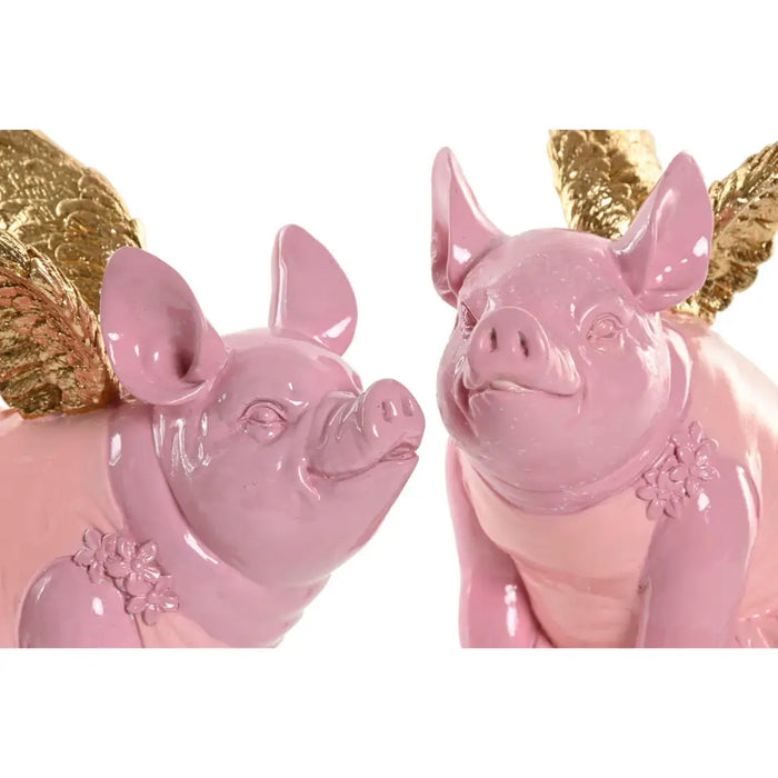 Decorative Figure Home ESPRIT Pink Pig 19 x 11 x 17 cm (2 Units) - Декорация и Осветление<<<Дом