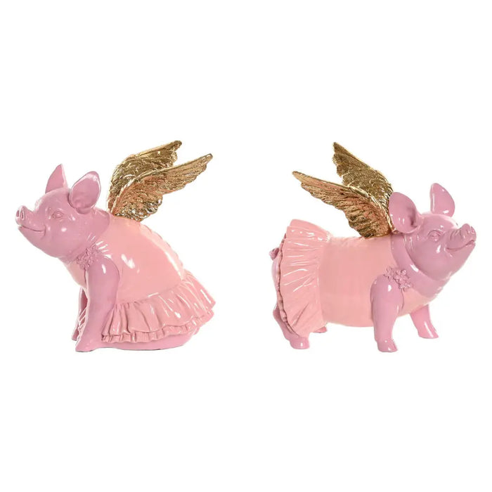 Decorative Figure Home ESPRIT Pink Pig 19 x 11 x 17 cm (2 Units) - Декорация и Осветление<<<Дом