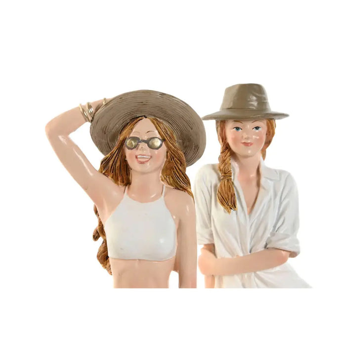 Decorative Figure Home ESPRIT White Beige Lady Mediterranean 9,5 x 7,5 x 13 cm (2 Units) - Декорация и Осветление<<<Дом