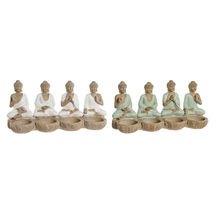 Decorative Figure Home ESPRIT White Green Buddha Oriental 24 x 9 x 11 cm (2 Units) - Декорация и Осветление<<<Дом
