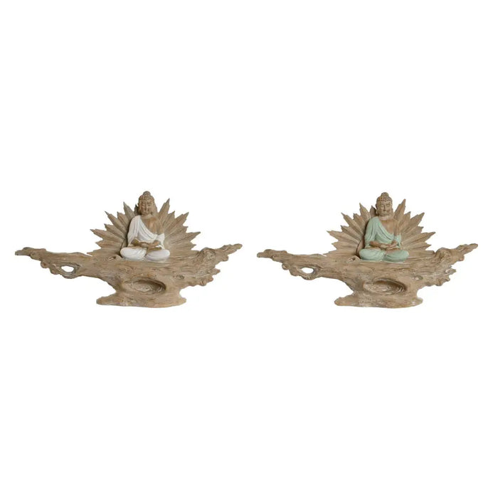 Decorative Figure Home ESPRIT White Green Buddha Oriental 30 x 6 x 15 cm (2 Units) - Декорация и Осветление<<<Дом