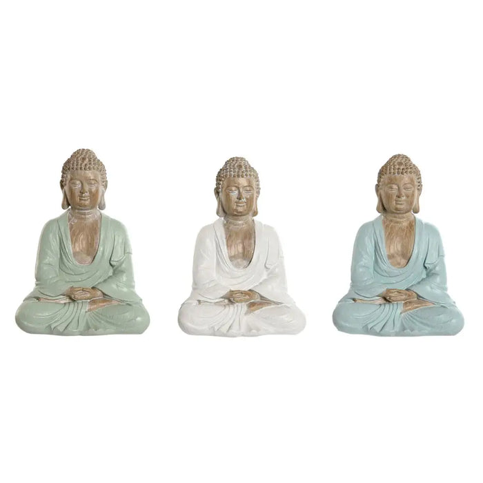 Decorative Figure Home ESPRIT White Green Turquoise Buddha Oriental 14 x 10,5 x 18,5 cm (3 Units) - Декорация и