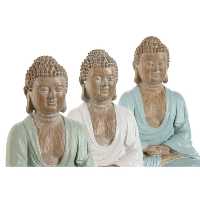 Decorative Figure Home ESPRIT White Green Turquoise Buddha Oriental 14 x 10,5 x 18,5 cm (3 Units) - Декорация и