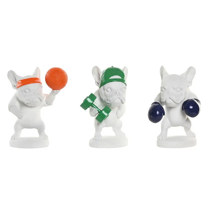 Decorative Figure Home ESPRIT White Multicolour Dog 17 x 13,5 x 24 cm (3 Units) - Декорация и Осветление<<<Дом