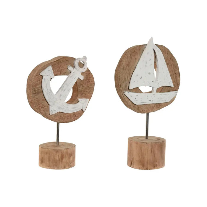 Decorative Figure Home ESPRIT White Natural Anchor Ship Mediterranean 19 x 10 x 38 cm (2 Units) - Декорация и