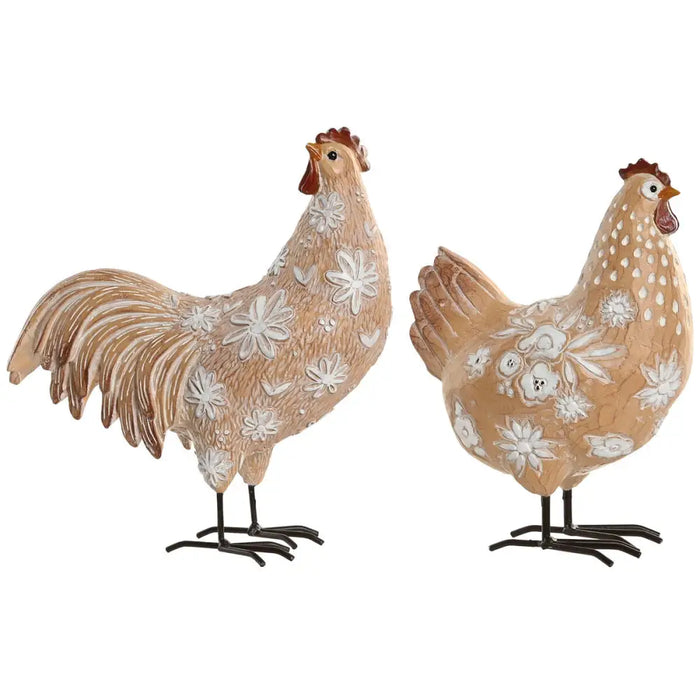 Decorative Figure Home ESPRIT White Natural Chicken Rooster (2 Units) - Декорация и Осветление<<<Дом