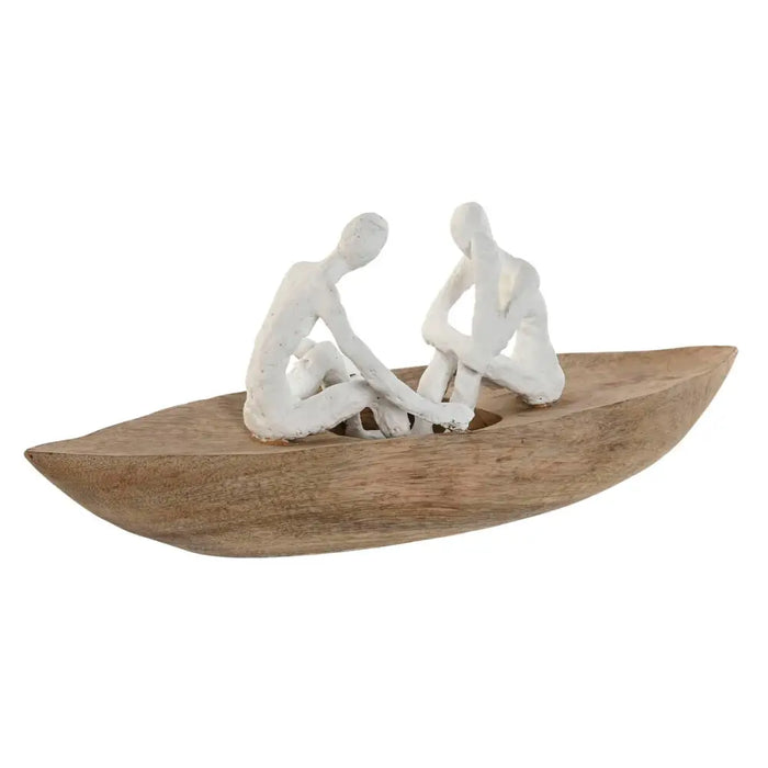 Decorative Figure Home ESPRIT White Natural Ship Mediterranean 42 x 14 x 16 cm - Декорация и Осветление<<<Дом