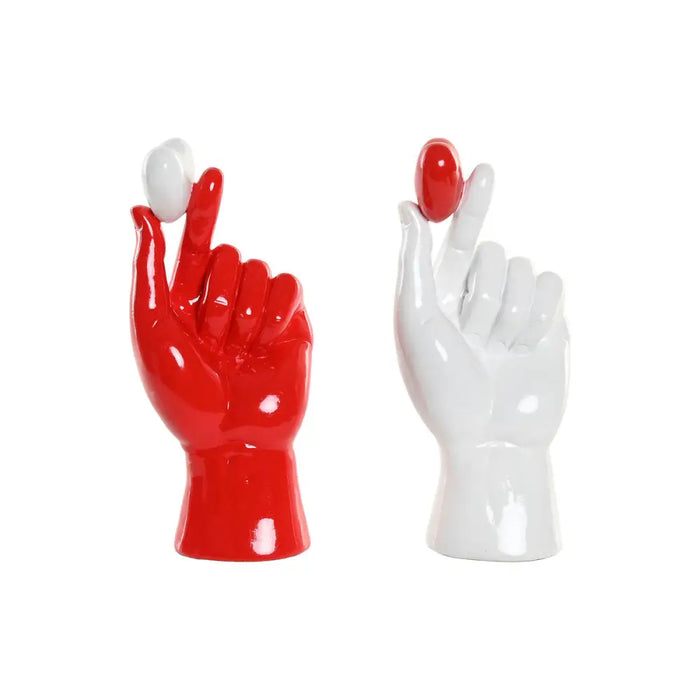 Decorative Figure Home ESPRIT White Red Hand 12 x 8,5 x 26 cm (2 Units) - Декорация и Осветление<<<Дом