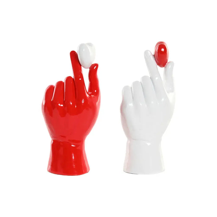 Decorative Figure Home ESPRIT White Red Hand 12 x 8,5 x 26 cm (2 Units) - Декорация и Осветление<<<Дом
