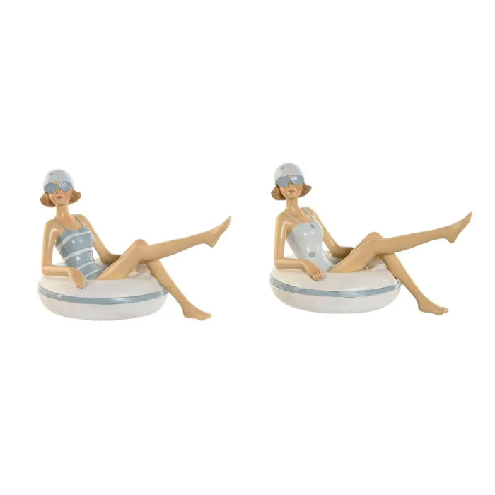 Decorative Figure Home ESPRIT White Sky blue Mediterranean 17,5 x 10 x 10,5 cm (2 Units) - Декорация и Осветление<<<Дом