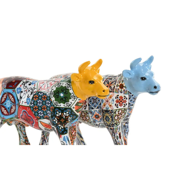 Decorative Figure Home ESPRIT Yellow Blue Multicolour Bull 16 x 6 x 12 cm (2 Units) - Декорация и Осветление<<<Дом