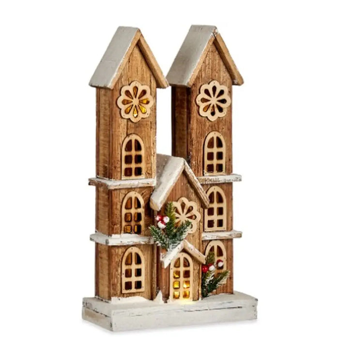 Decorative Figure Krist+ White Brown House 25 x 46 x 9 cm Light (6 Units) - Декорация и Осветление<<<Дом