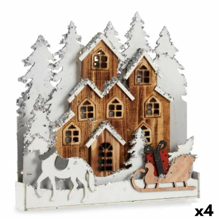 Decorative Figure Krist+ White Brown Town 44 x 44,5 x 6 cm Light (4 Units) - Декорация и Осветление<<<Дом