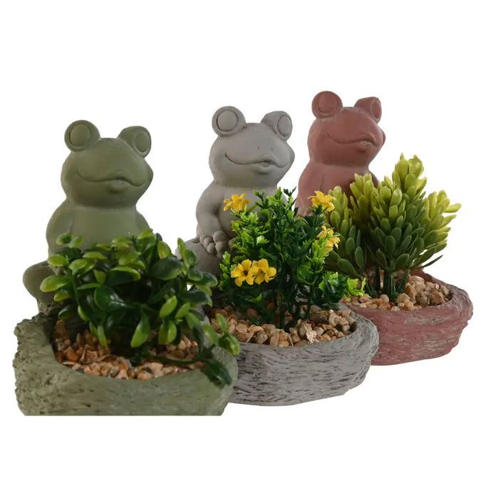 Decorative Plant Home ESPRIT Polyethylene Cement Frog 9 x 9 x 13 cm (3 Units) - Декорация и Осветление<<<Дом
