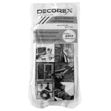 SELF-ADHESIVE VELCRO TAPE WHITE 25 MM/3 M DECOREX