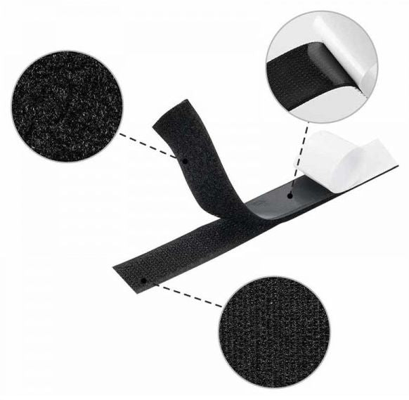 SELF-ADHESIVE VELCRO TAPE BLACK 25 MM/3 M DECOREX