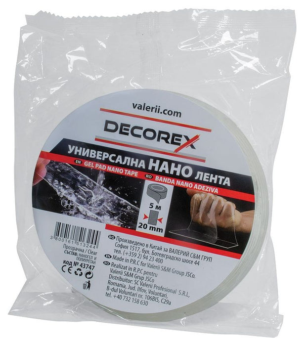 NANO TAPE DOUBLE ADHESIVE COLORLESS 20 MM X 5 M DECOREX