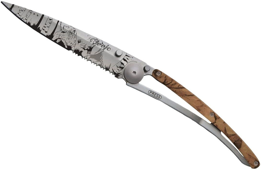 DEEJO SERRATED BROWN-HUNTING POCKET KNIFE