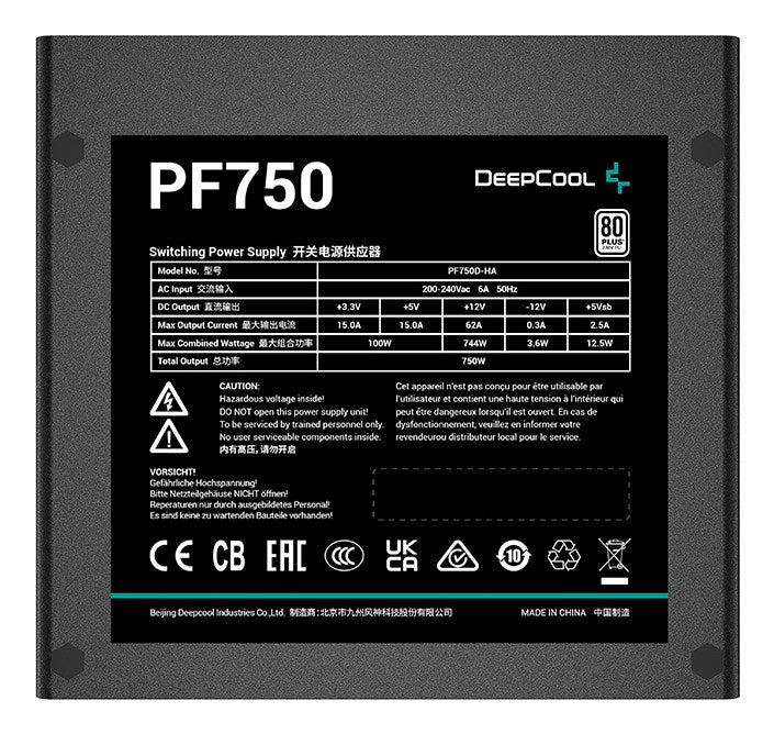 DeepCool PF750 power supply unit 750 W 20+4 pin ATX ATX Black