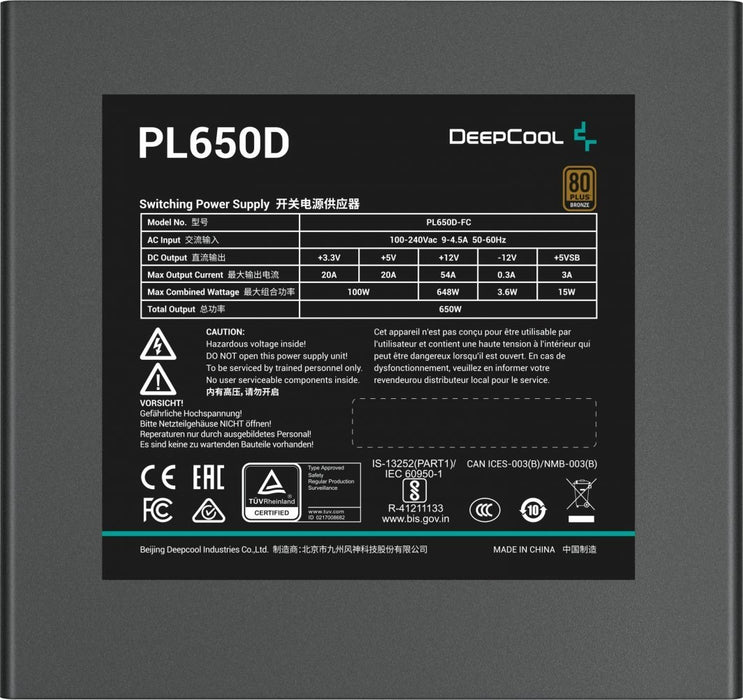 DeepCool PL650D power supply unit 650 W 20+4 pin ATX ATX Black