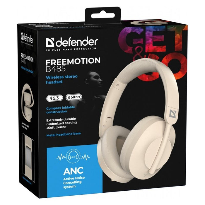 Wireless over-ear headphones Defender FreeMotion B485 ANC 63486 beige