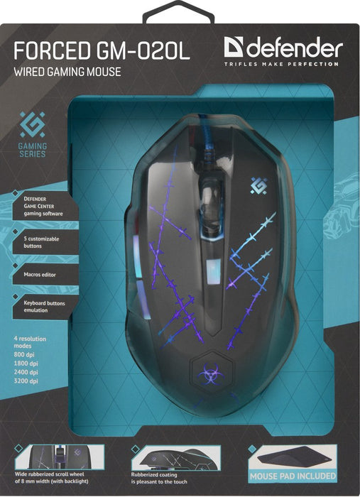 Defender Forced GM-020L mouse Gaming Ambidextrous USB Type-A Optical 3200 DPI