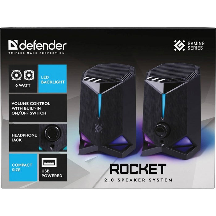 Speakers Defender Rocket 2.0 6w LED USB, black
