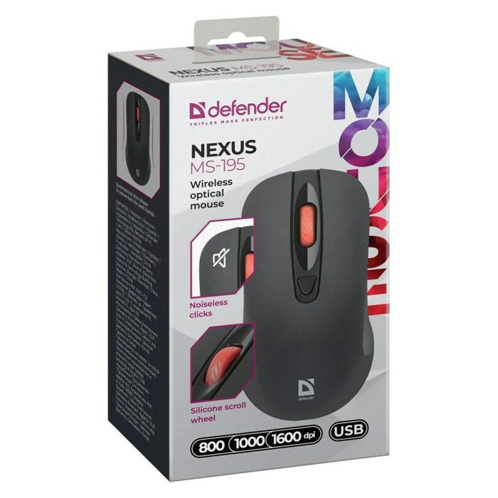 Optical Wireless Mouse Defender NEXUS MS-195 RF Black 1600 dpi