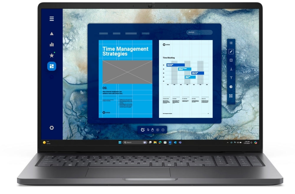 Dell Pro 16 PC16250, Intel 5 120U (10 cores, up to 5.0 GHz), 16" FHD+(1920x1200) 300nits AG, 8 GB: 1x8 GB, DDR5, 5600 MT/s, 512 GB TLC SSD, Intel Graphics, FHD HDR IR Cam and Mic, Wi-Fi 6E, FPR, Backlit Kb, Win11 Pro, Magnetite, 3Y PS