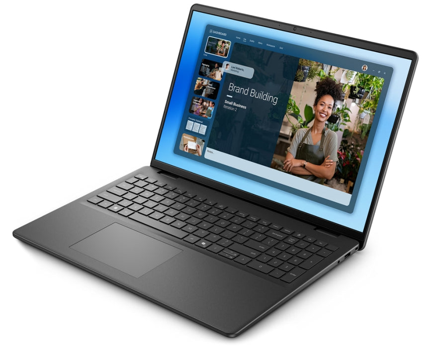 Dell 16 DC16250, Intel Core 5 120U (10 cores, up to 5.0 GHz), 16.0" FHD+(1920x1200) AG, 300nits, 16GB, 2x8GB, DDR5, 5200 MT/s, 512GB M.2 PCIe, Intel Graphics, Cam, FPR, Wi-Fi 6, Backlit Kb, Ubuntu, Carbon Black, 3Y PS