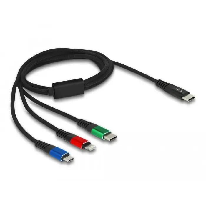 Delock 3 in 1 charging cable USB-C - Lightning / Micro USB / USB Type-C 1m - Кабели за мобилни