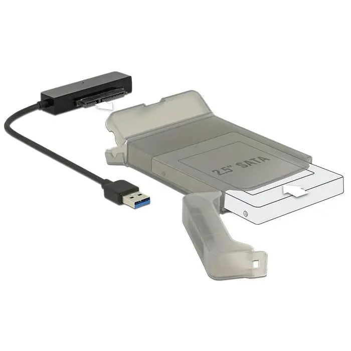 Delock converter USB 3.0 Type-A male - SATA 6 Gb/s 22 pin 2.5″ protective case - Чекмеджета за дискове<<<Компютърни