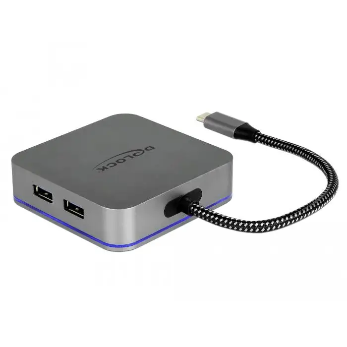 Delock docking station USB-A USB-C HDMI Gigabit LAN PD Backlight Gray - Аксесоари за лаптопи/таблети<<<Лаптопи таблети