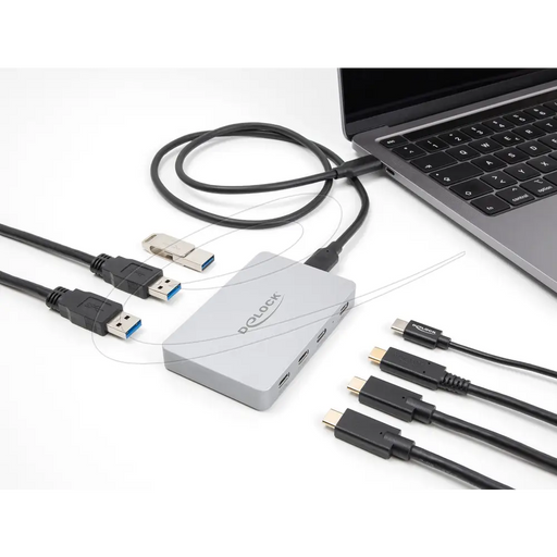 Delock Hub USB-C 7 ports 3x USB-A 5 Gbps 3x USB-C 1xUSB-C PD 85 W - USB хъбове<<<Компютърна периферия<<<ValiAPI