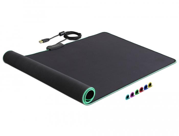 Delock mouse pad 920 x 303 x 3 mm RGB Black - Падове за мишки<<<Компютърна периферия<<<ValiAPI