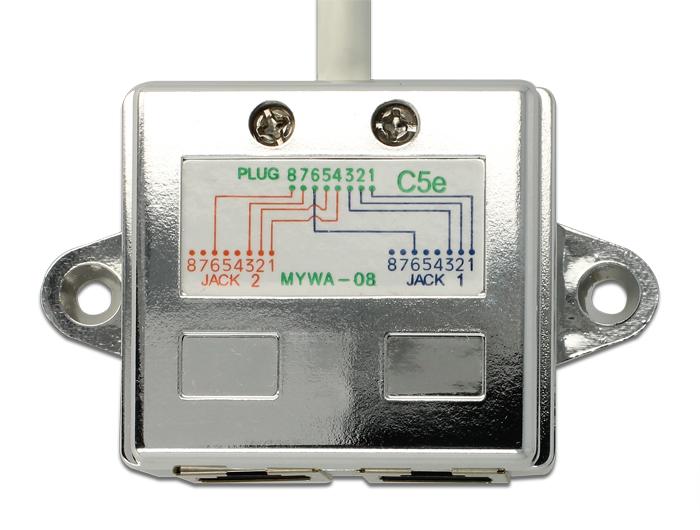 DeLock Port Doubler adapter 1 x RJ45 plug - 2 x RJ45 jack (2 x Ethernet) - Мрежови