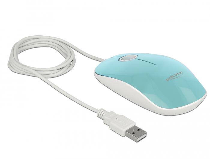 Optical mouse DeLock, USB-A, Cable 1.3 m, USB, 1200 dpi, Turquoise