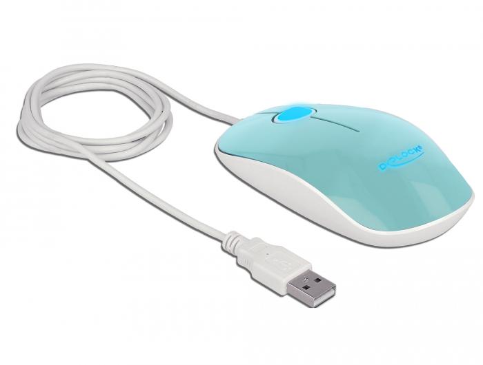 Optical mouse DeLock, USB-A, Cable 1.3 m, USB, 1200 dpi, Turquoise