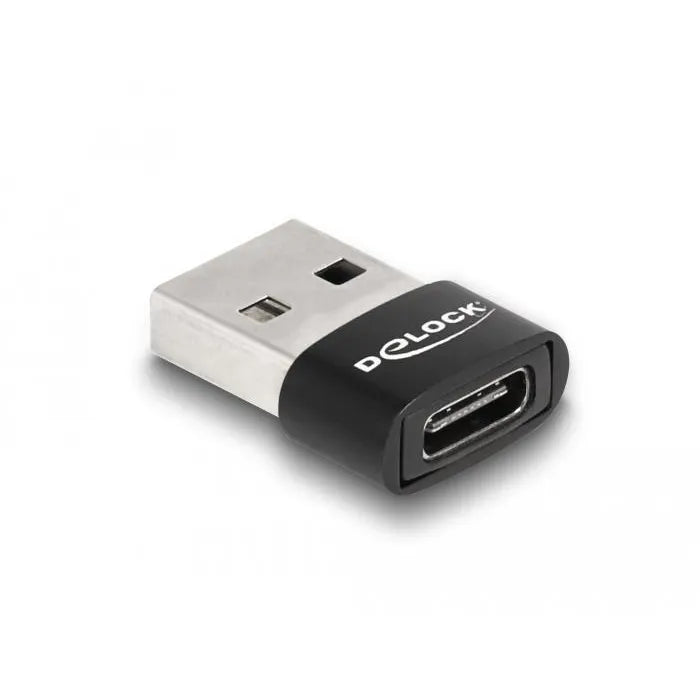 Adapter Delock, USB 2.0, USB Type-A male - USB Type-C female, Black