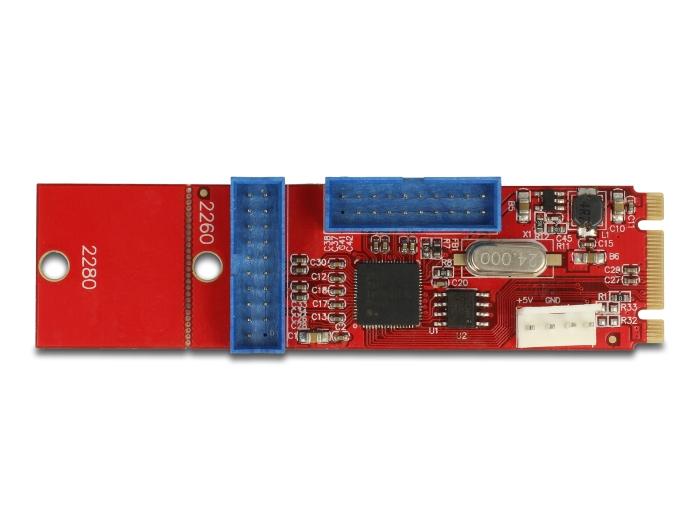 Delock adapter, M.2 Key B+M male to 2 x USB 5 Gbps Pin Header
