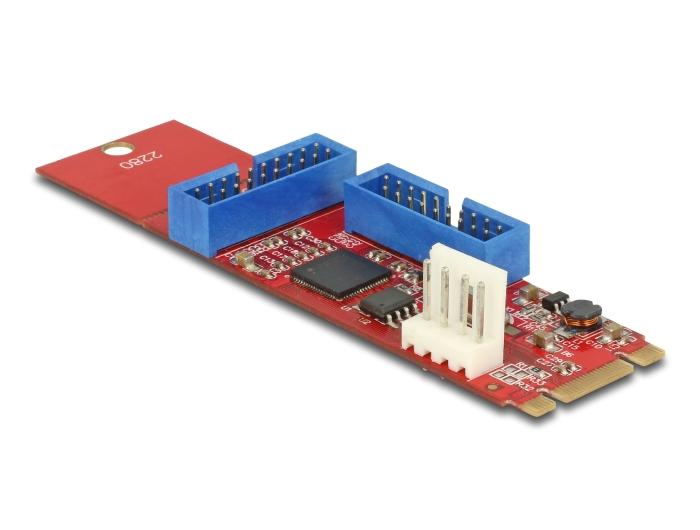 Delock adapter, M.2 Key B+M male to 2 x USB 5 Gbps Pin Header