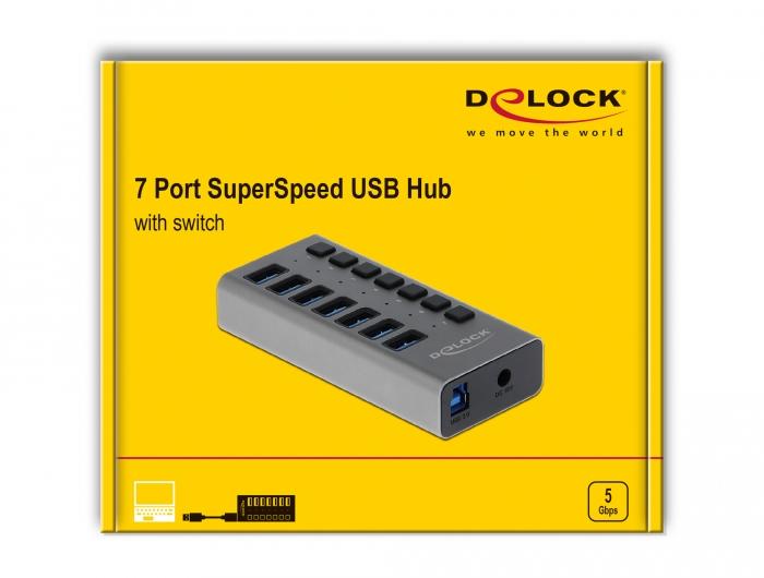 USB-A hub, 7 ports, DELOCK-63669